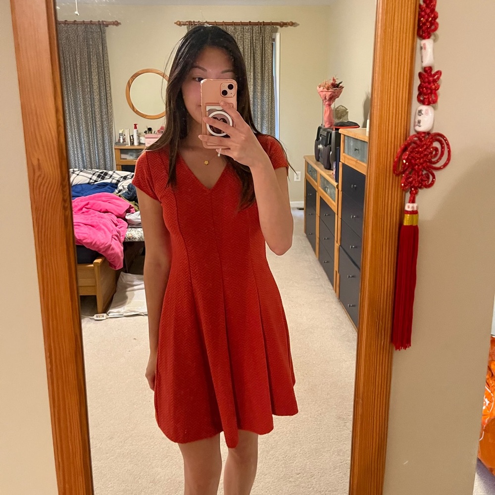 Reddish-orange flowy dress